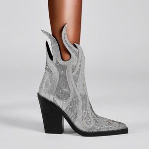 Flame Rhinestone Fashion Boots